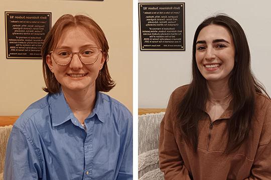 headshots of two women, one with glasses