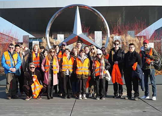 Group shot at Mercedes-Benz plant in Germany